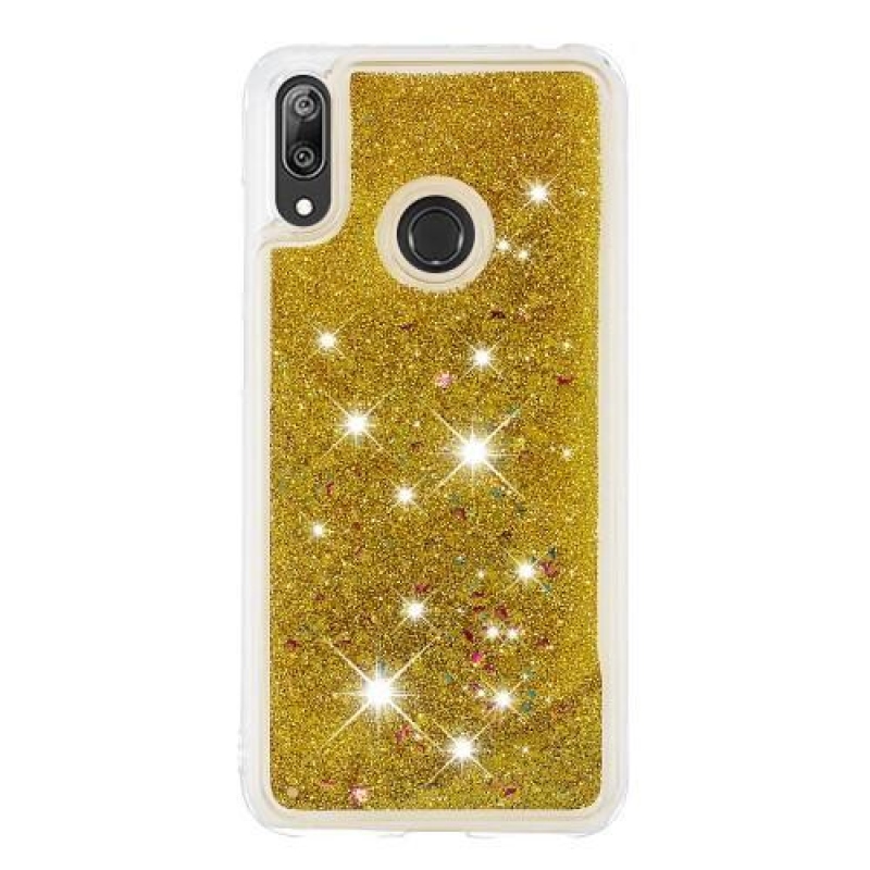 Glitter zselés tok Huawei Y7 (2019) - arany színben