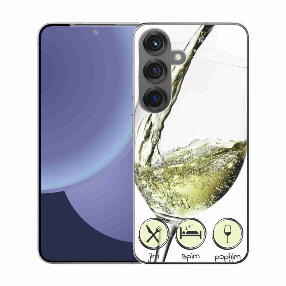 Zselés borítás mmCase Samsung Galaxy S25 készülékhez - borospohár fehér