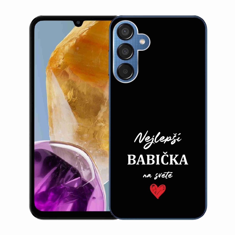 Gél borító mmCase Samsung Galaxy M15 5G - a legjobb nagymama 1 fekete háttérrel