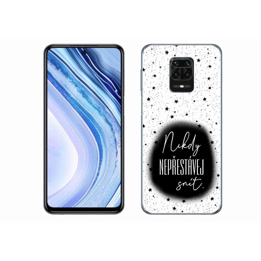 Gél borító mmCase a Xiaomi Redmi Note 9S-hez - idézet 1 fekete és fehér háttérrel