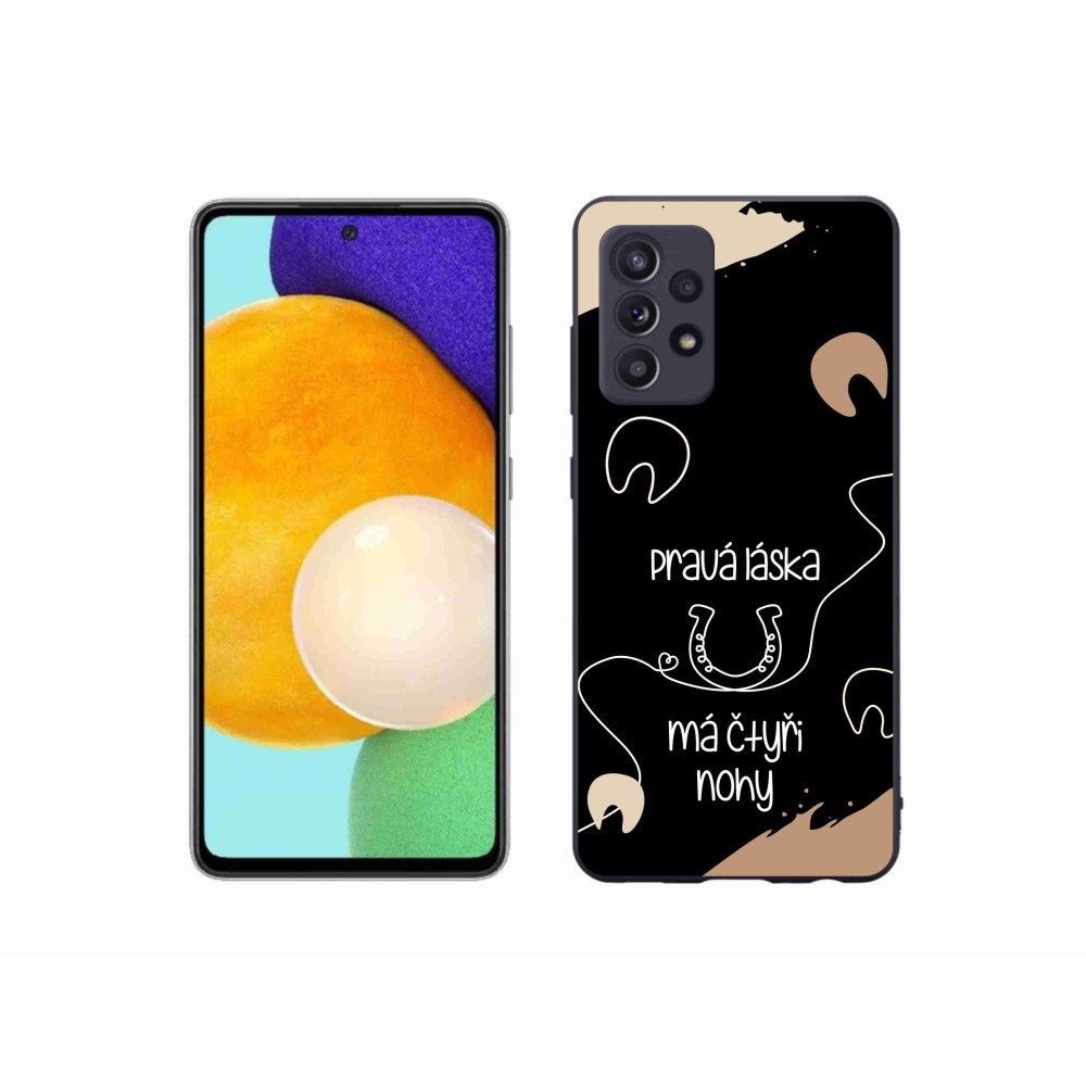 Gél borítás mmCase Samsung Galaxy A52/A52 5G - ló motívum fekete háttérrel