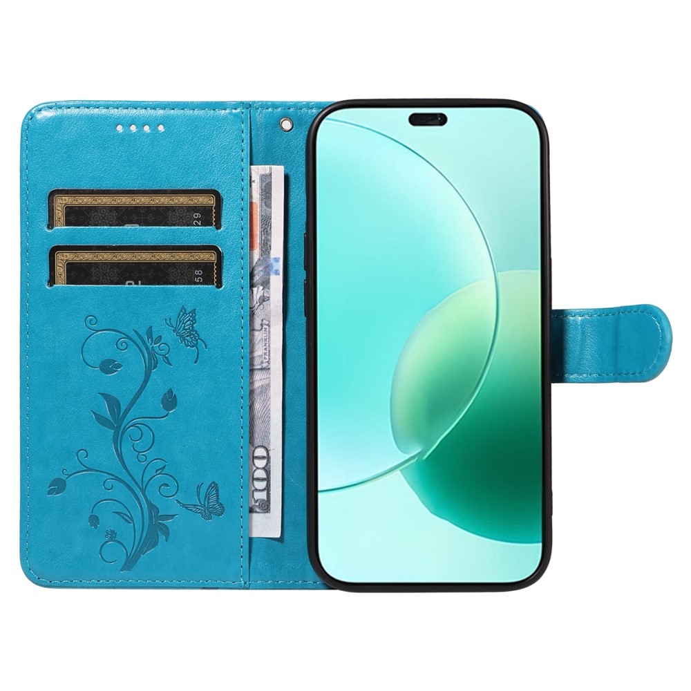 Virágok könyvtáska Honor 400 Lite-hoz - kék