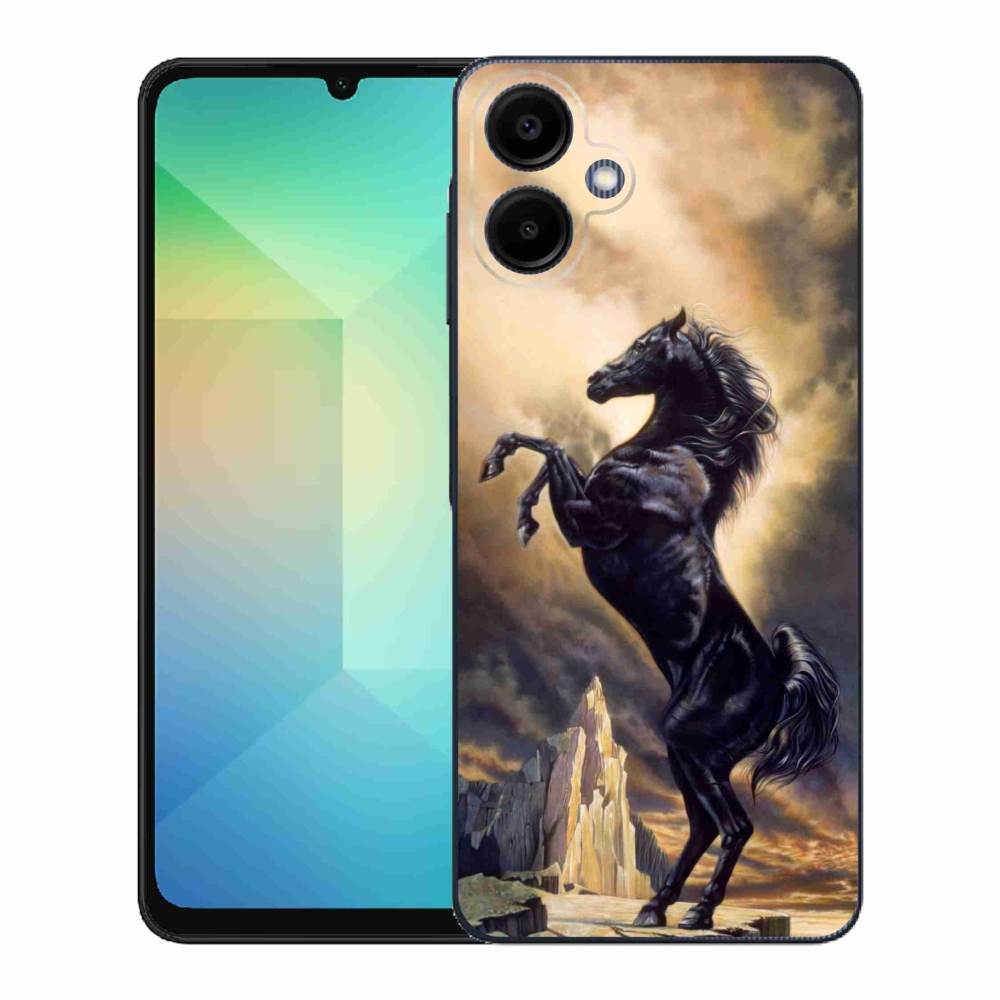 Gél borítás mmCase Samsung Galaxy A06 4G - fekete rajzfilm lóhoz