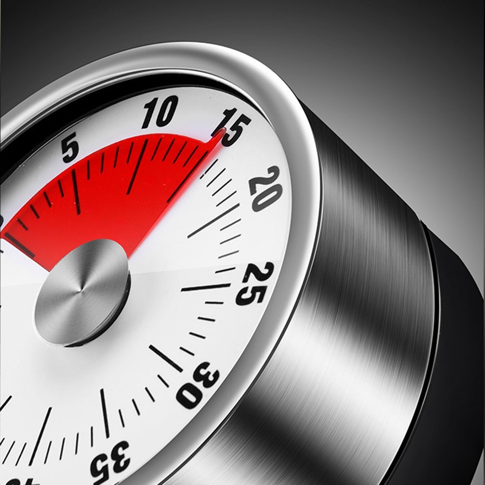 Mechanikus konyhai időzítő rozsdamentes acélból - fehér