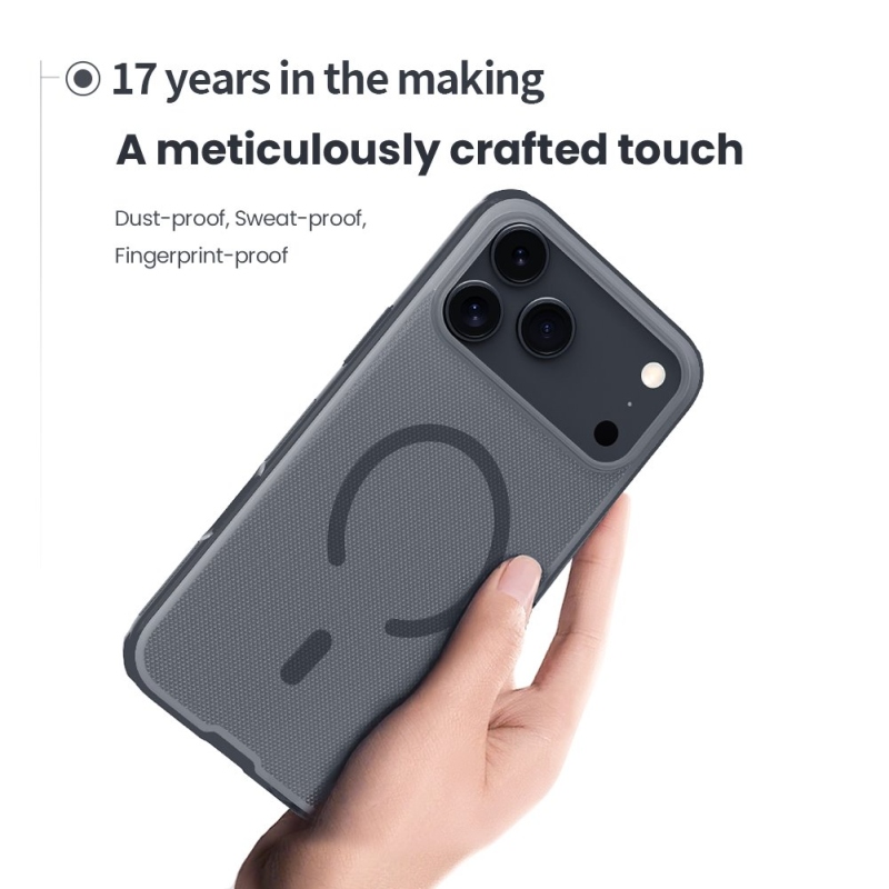 Nillkin Super Frosted PRO mágneses hátsó borítás Apple iPhone 17 Pro Max-hoz Átlátszó fekete