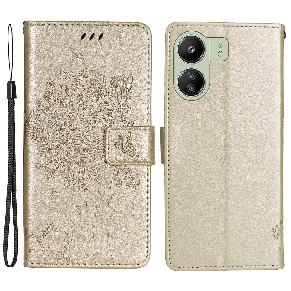 Fák könyv tok Xiaomi Poco C65/Redmi 13C - arany színű