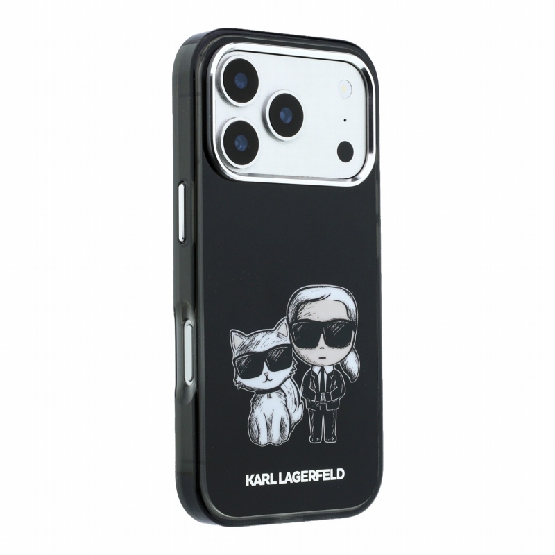 Karl Lagerfeld PU Semi Wrap Smooth Sketch Bodies Magsafe hátsó tok iPhone 18 Pro-hoz, fekete