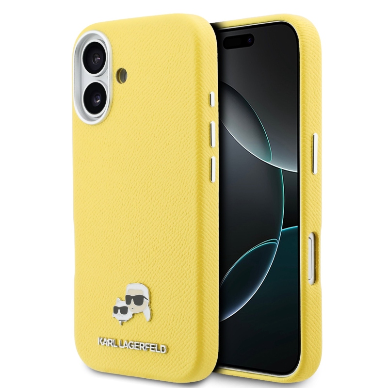 Karl Lagerfeld PU Karl és Choupette fejek tűk MagSafe hátlap iPhone 17 Sárga