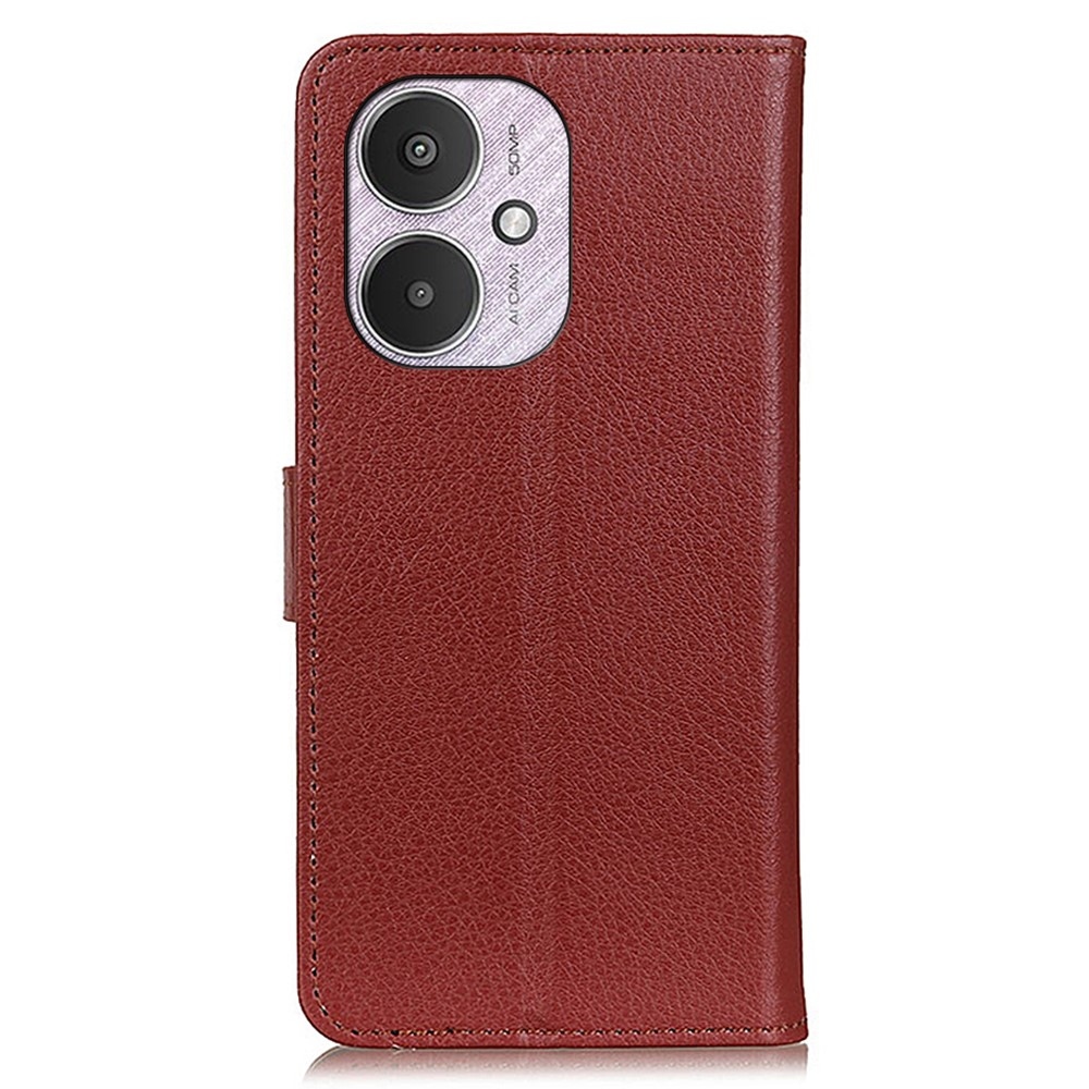 Litchie könyv tok a Xiaomi Poco C65/Redmi 13C 4G/5G készülékhez - barna