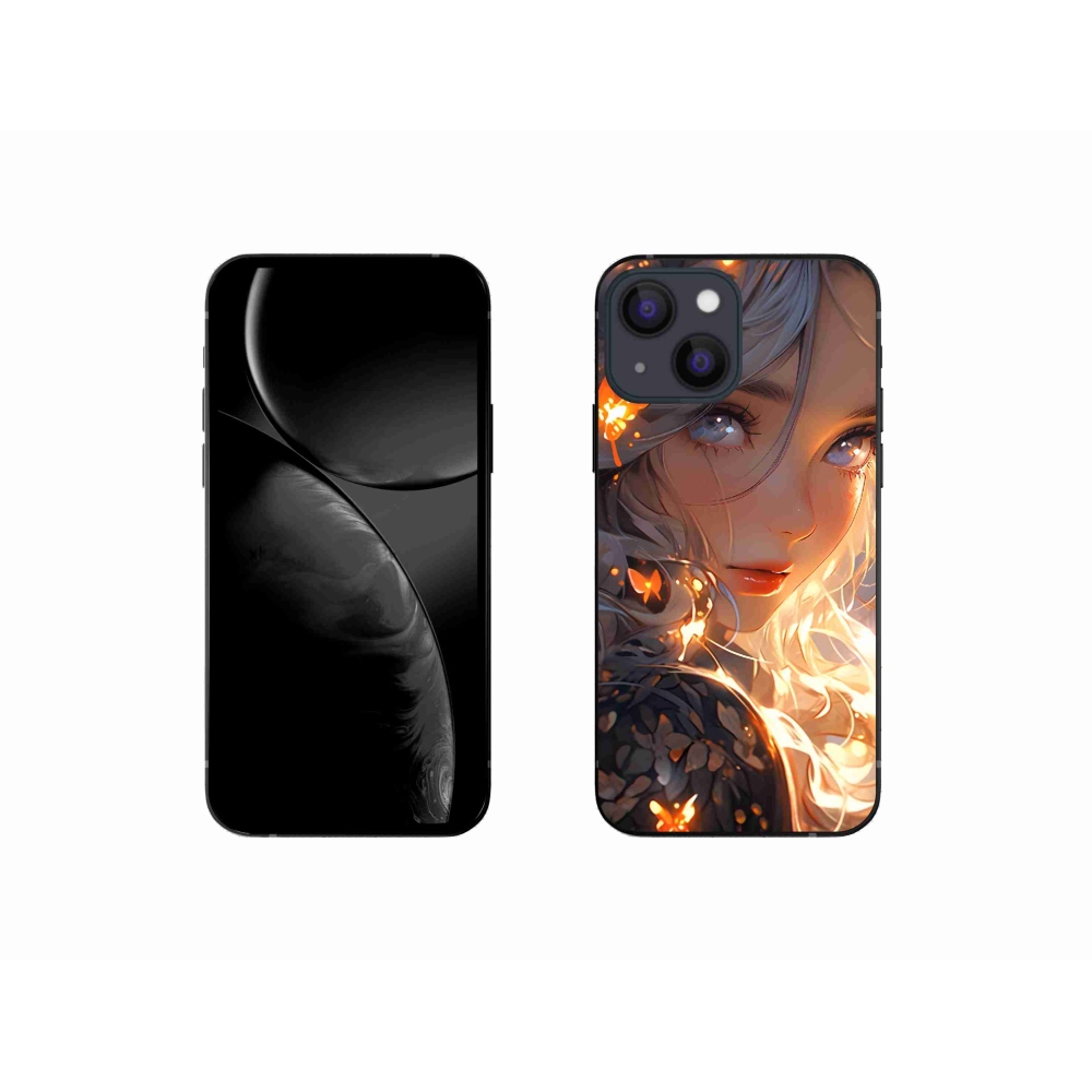 Gél borítás mmCase iPhone 13 mini készülékhez - lány és pillangók