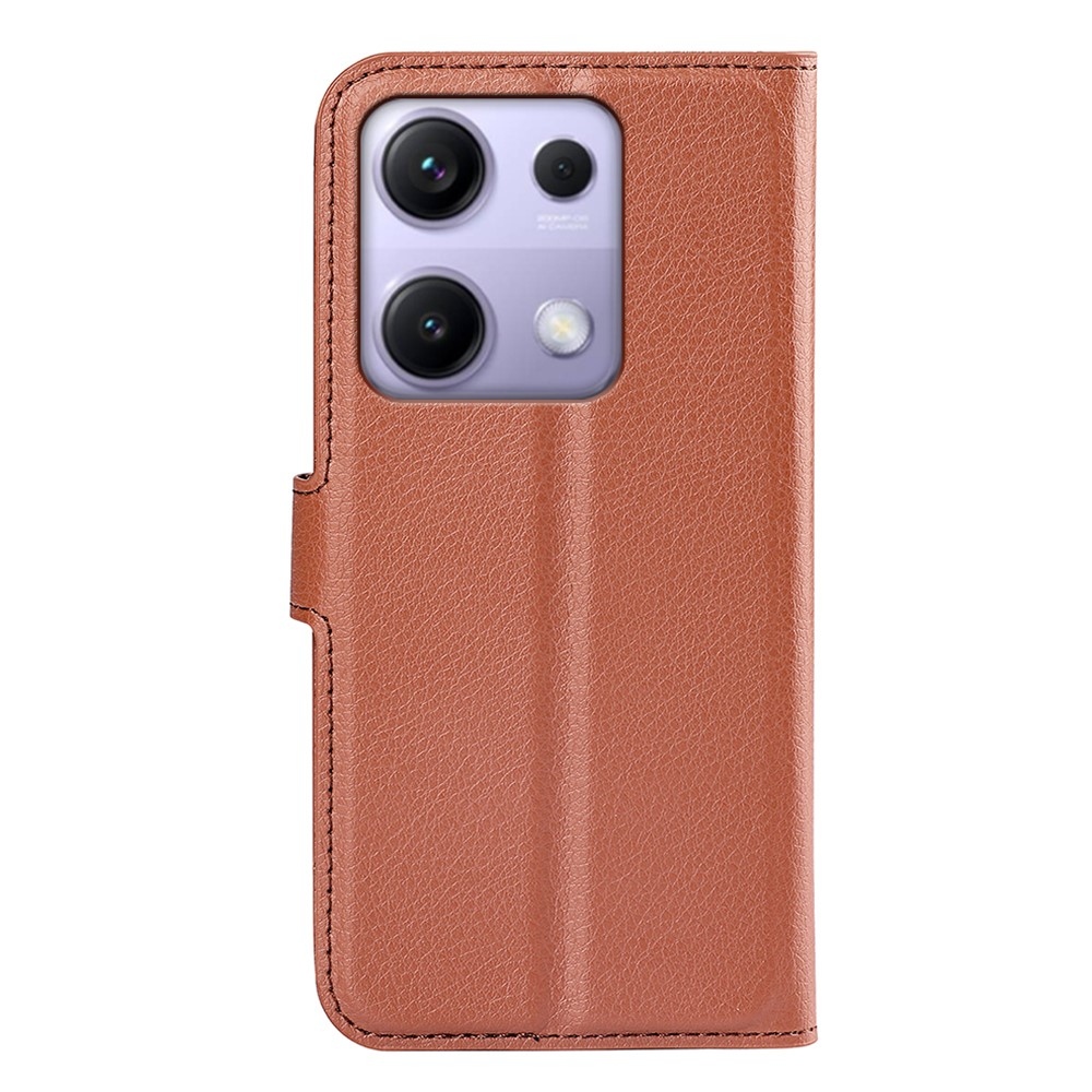 Litchi könyv tok Xiaomi Redmi Note 14S-hez - barna