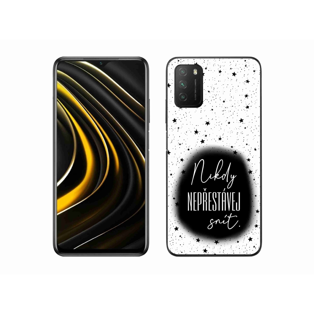 Gél borítás mmCase a Xiaomi Poco M3-hoz - idézet 1 fekete és fehér háttérrel