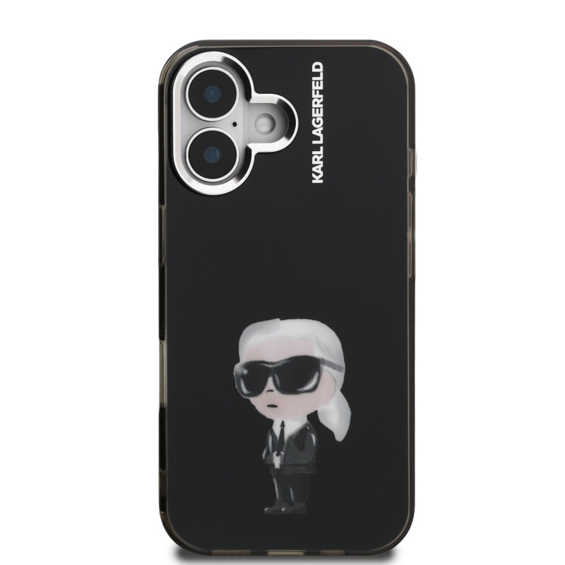 Karl Lagerfeld IML Aquarelle Karl hátlapi borító iPhone 16-hoz Fekete
