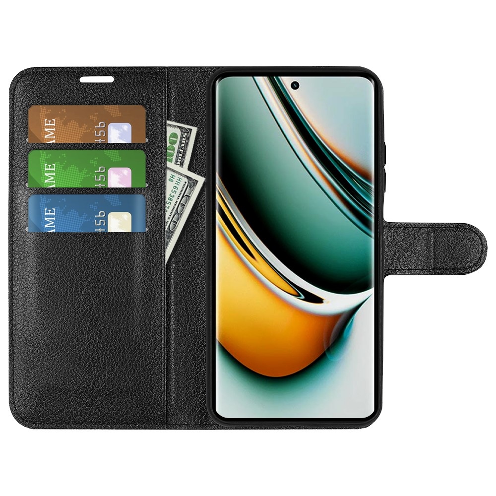 Litchi könyvtáska a Realme 11 Pro 5G/11 Pro+ 5G modellhez - fekete