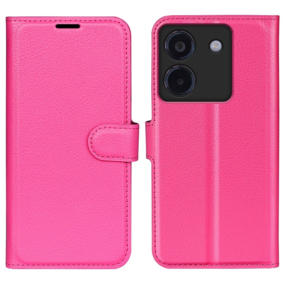 Litchi könyv tok a Xiaomi Poco M7 Pro 5G-hez - rózsaszínű