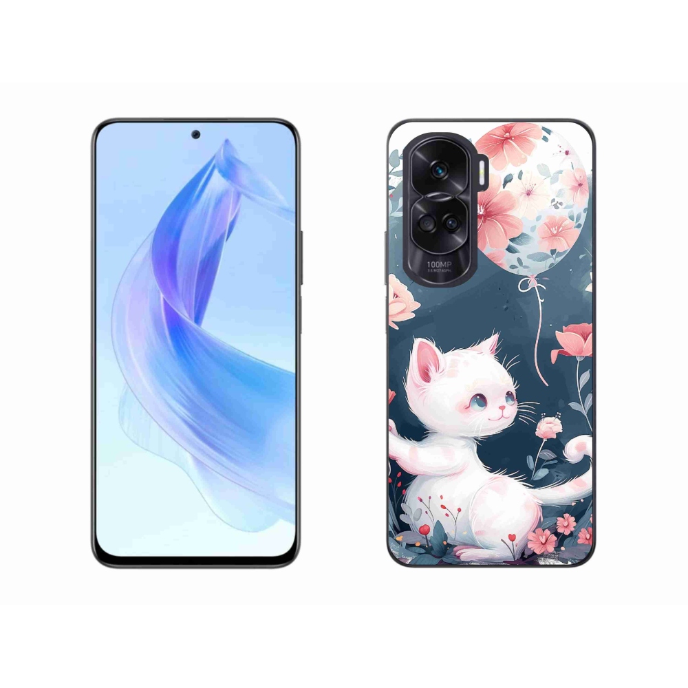 Zselés borítás mmCase a Honor 90 Lite-hoz - cica lufival
