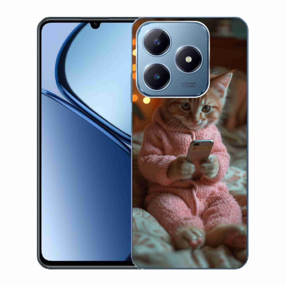 Gél borító mmCase a Realme C63-hoz - cica mobiltelefonnal