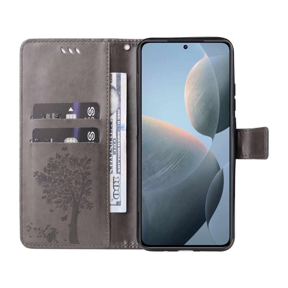 Fák könyv tok Xiaomi 14T-hez - szürke