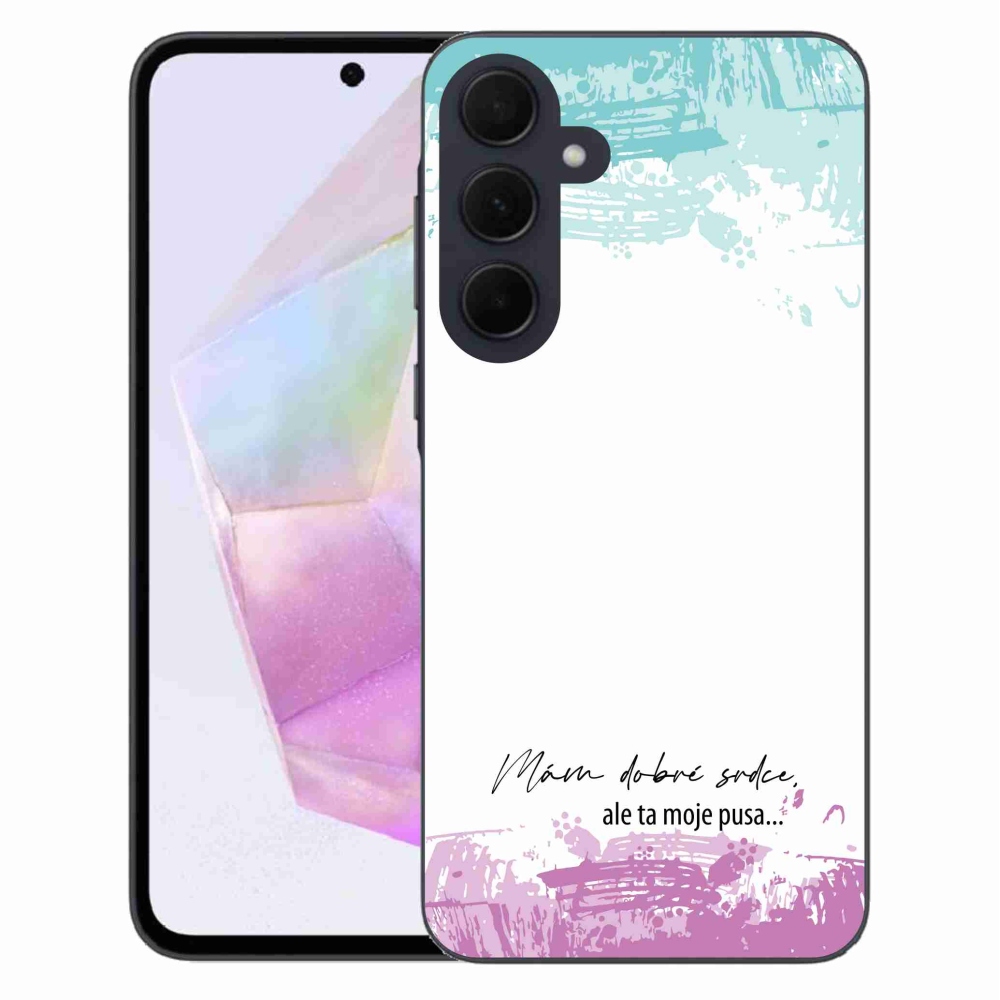 Gél borító mmCase Samsung Galaxy A35 5G - vicces szöveg 3 fehér háttérrel