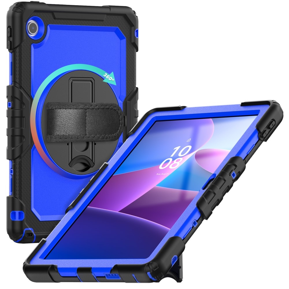 Strap Tartós borító kéztartóval és vállpánttal Lenovo Tab 10.1 (2025) - Fekete/Kék