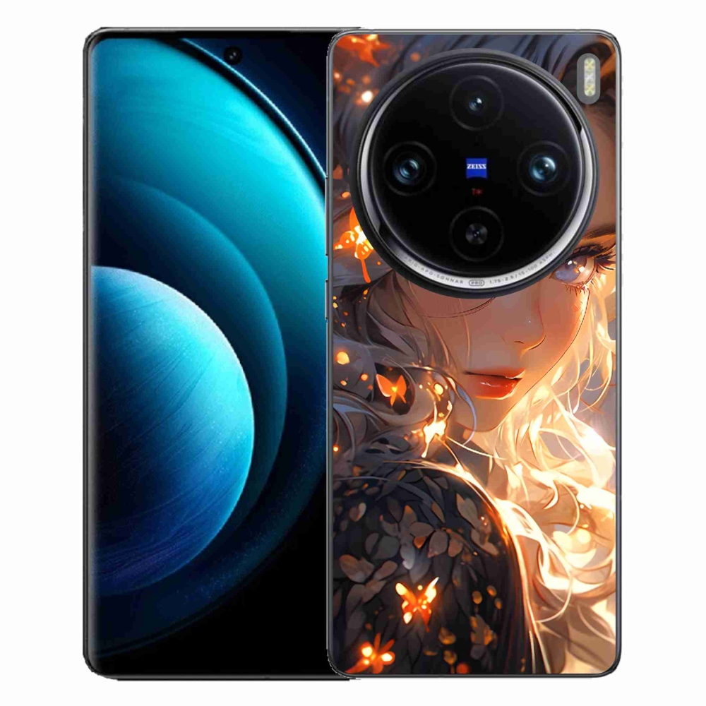 Zselés borítás mmCase a Vivo X100 Pro 5G készülékhez - lány és pillangók