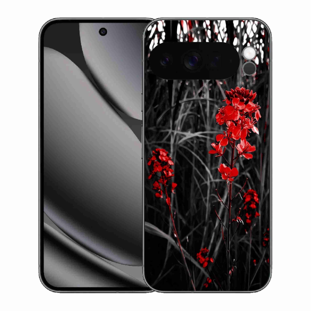 Zselés borítás mmCase a Google Pixel 10 Pro XL számára - piros növény