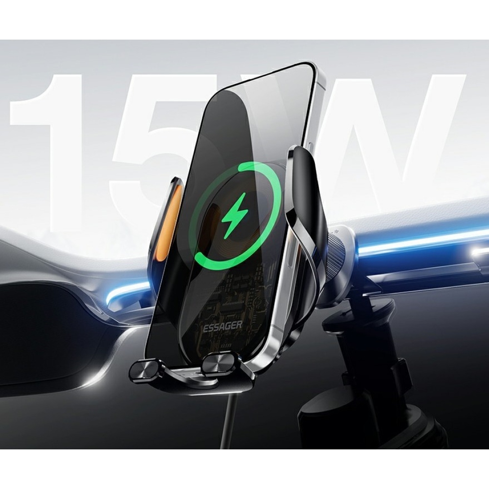 Essager vezeték nélküli autós töltő tapadókoronggal 15W