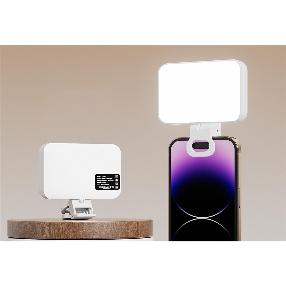 LED mobiltelefon-világítás csipesszel - fehér