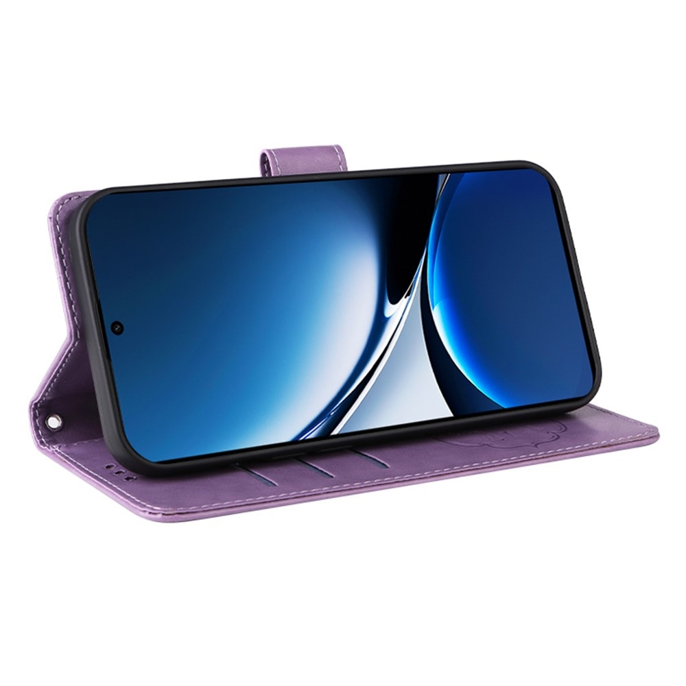 Virágos könyv tok a Xiaomi Poco X7 Pro 5G számára - lila