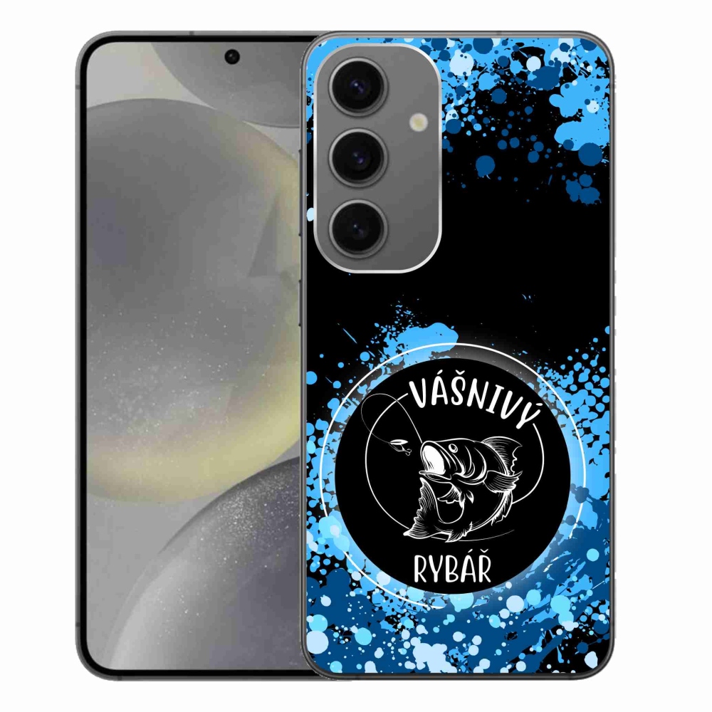 Gél borító mmCase Samsung Galaxy S24+ - szenvedélyes halász fekete háttérrel