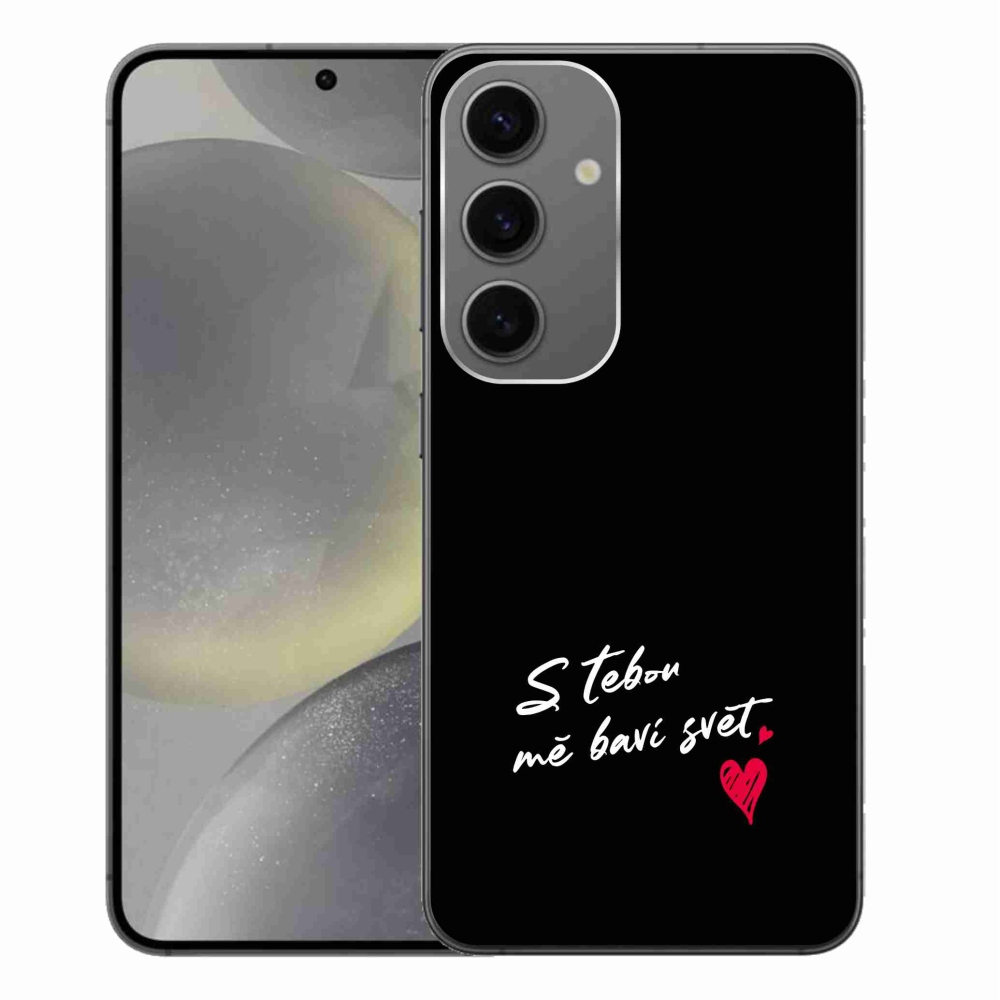 Gél borítás mmCase Samsung Galaxy S24+ készülékhez - szerelmes szöveg 1 fekete háttér