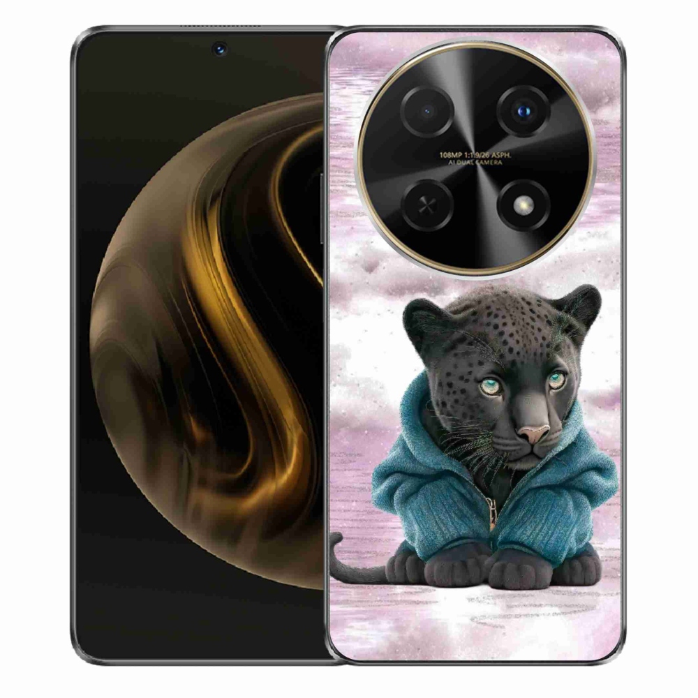 Gél borítás mmCase a Huawei Nova 12i készülékhez - fekete párduc pulóverben