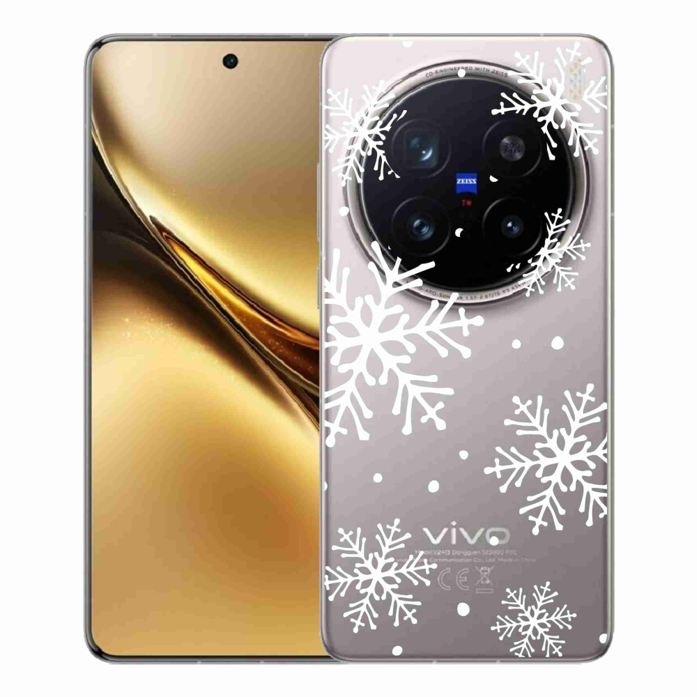 Zselés borítás mmCase a Vivo X200 Pro 5G készülékhez - fehér pelyhek átlátszó háttéren