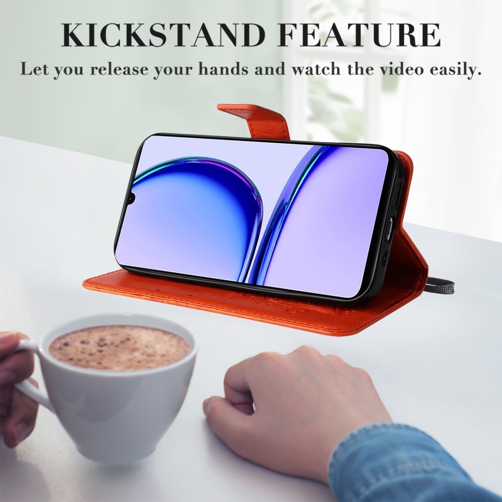 Nagy pillangó könyvtáska Realme C51/C53 készülékhez - narancssárga színben