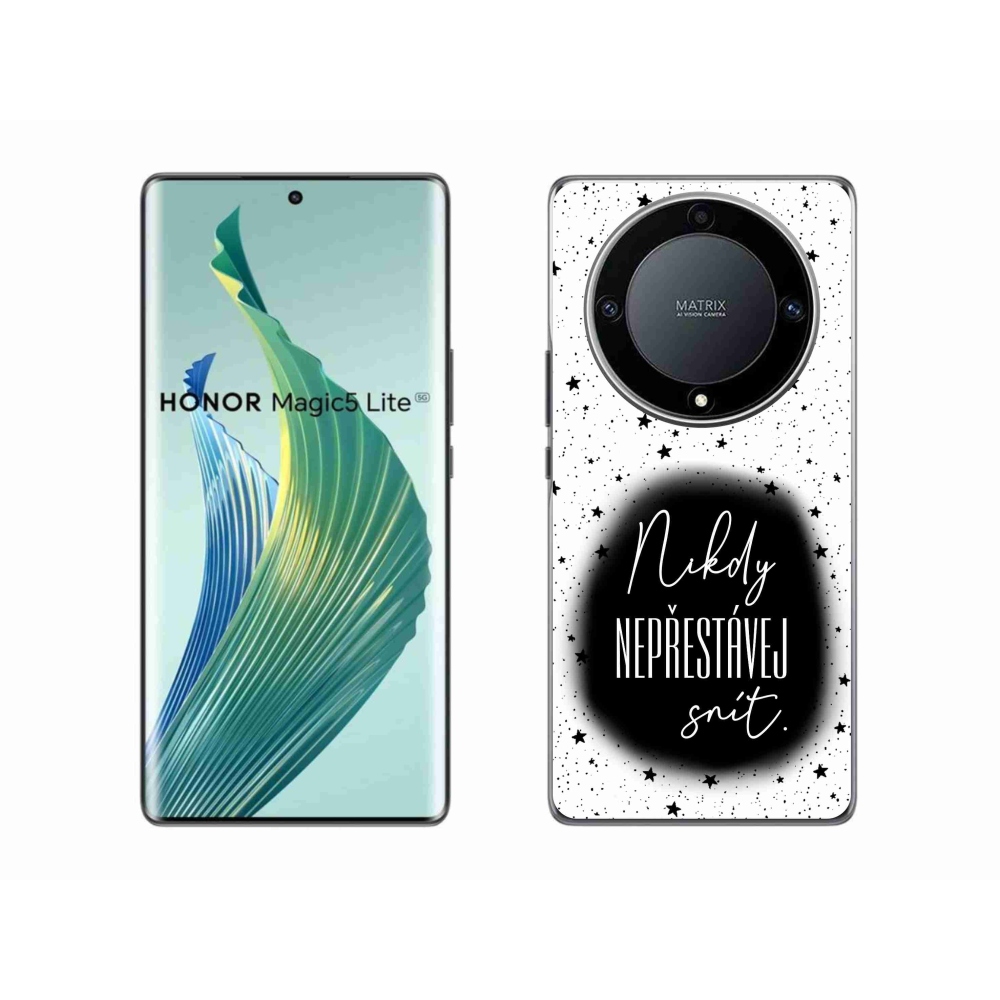 Gél borító mmCase a Honor Magic 5 Lite 5G készülékhez - Idézet 1 fekete és fehér háttérrel