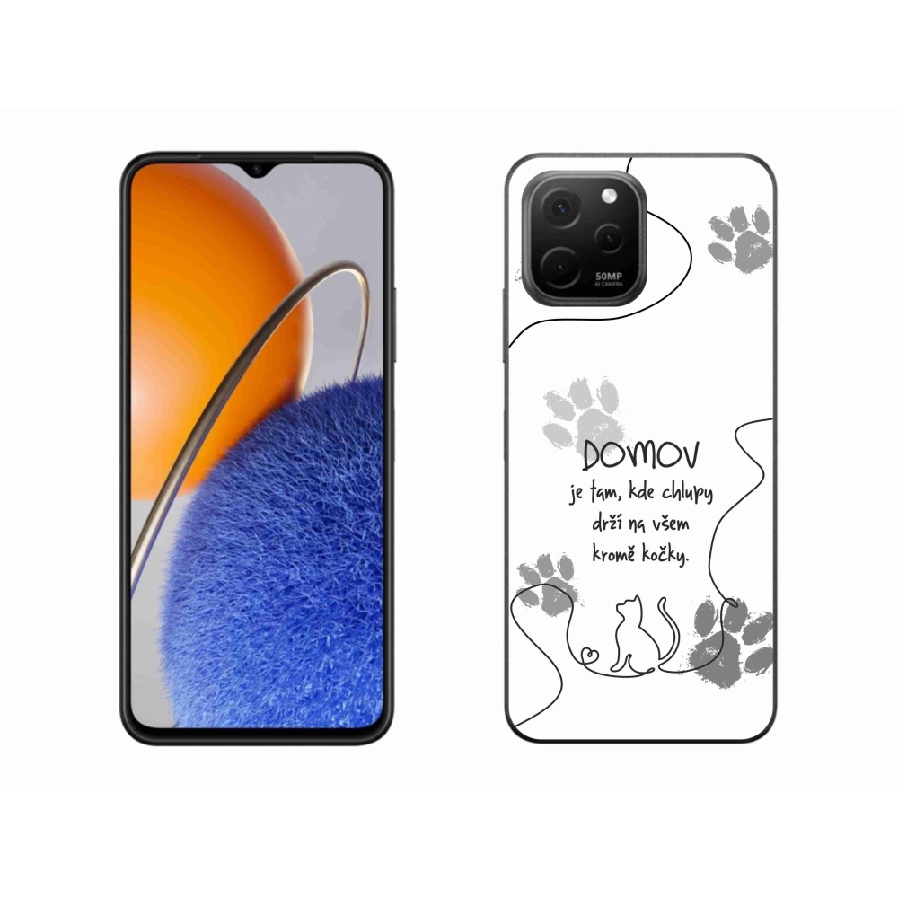 Gél borító mmCase a Huawei Nova Y61 készülékhez - macska motívum fehér háttérrel