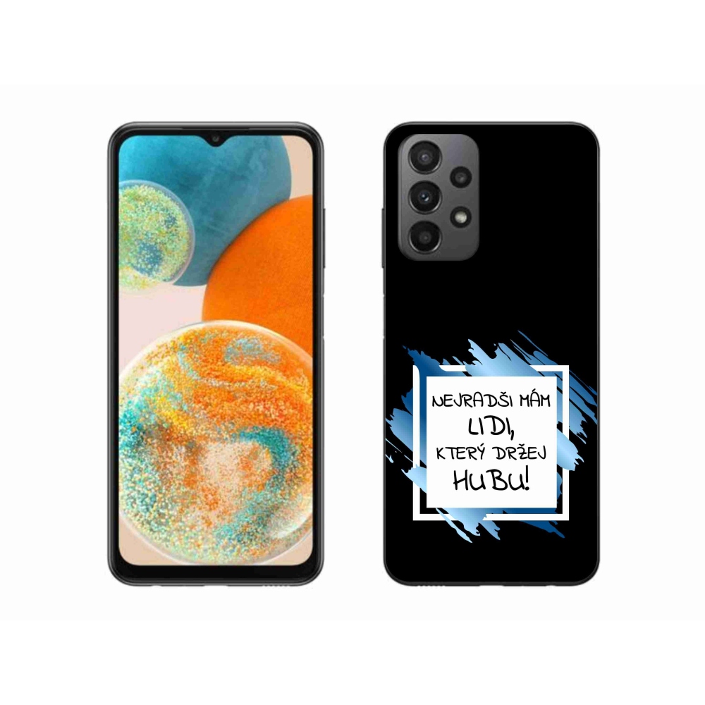 Gél borító mmCase Samsung Galaxy A23 4G/5G - vicces szöveg 7 fehér és fekete háttérrel