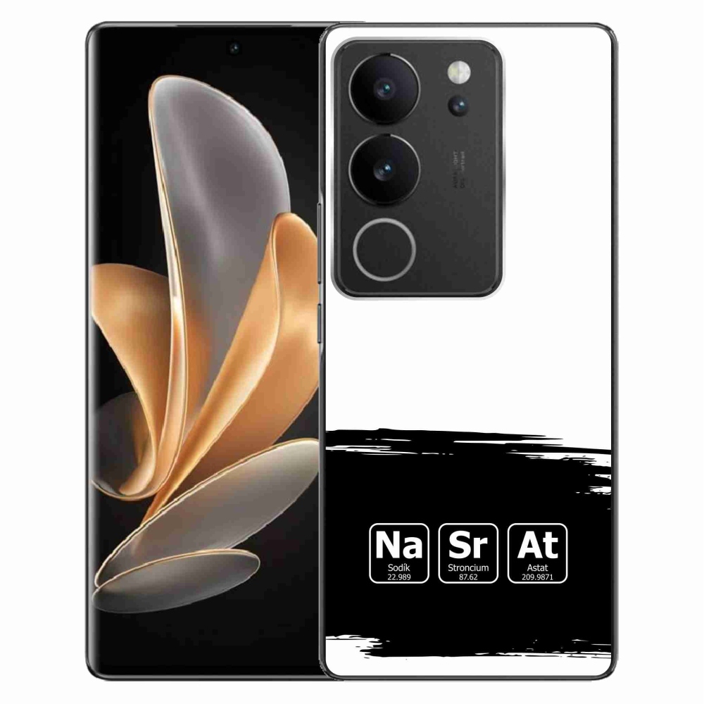 Gél borítás mmCase a Vivo V29 5G-n - kémiai elemek fekete és fehér háttérrel