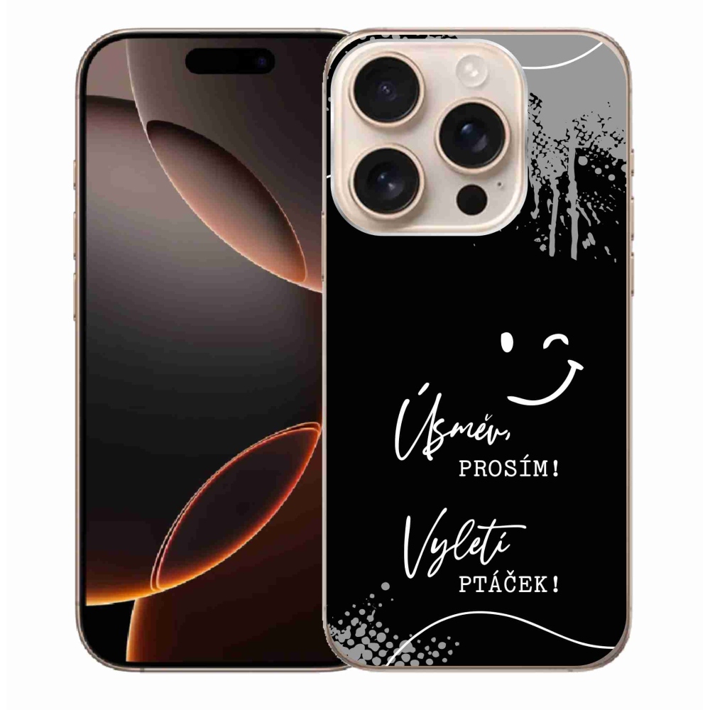 Gél borítás mmCase iPhone 16 Pro Max készülékhez - vicces szöveg 4 fekete háttér
