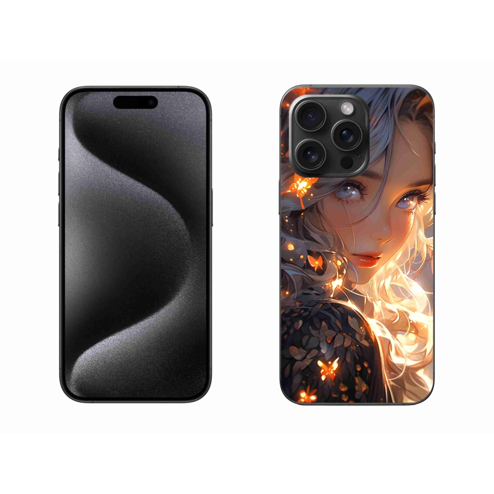 Gél borítás mmCase iPhone 15 Pro Max készülékhez - lány és pillangók