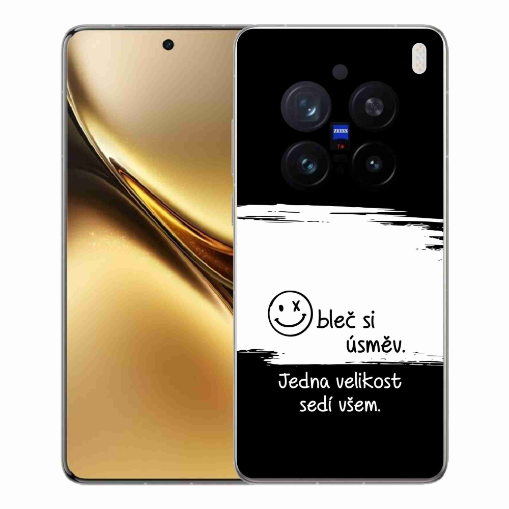 Gél borító mmCase a Vivo X200 Pro 5G készülékhez - vicces szöveg 8 fekete-fehér háttérrel