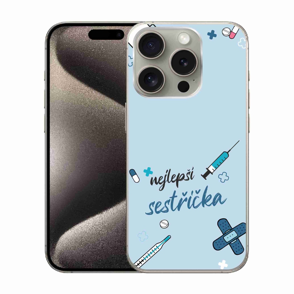 Gél borítás mmCase iPhone 15 Pro - legjobb kishúg kék háttérrel