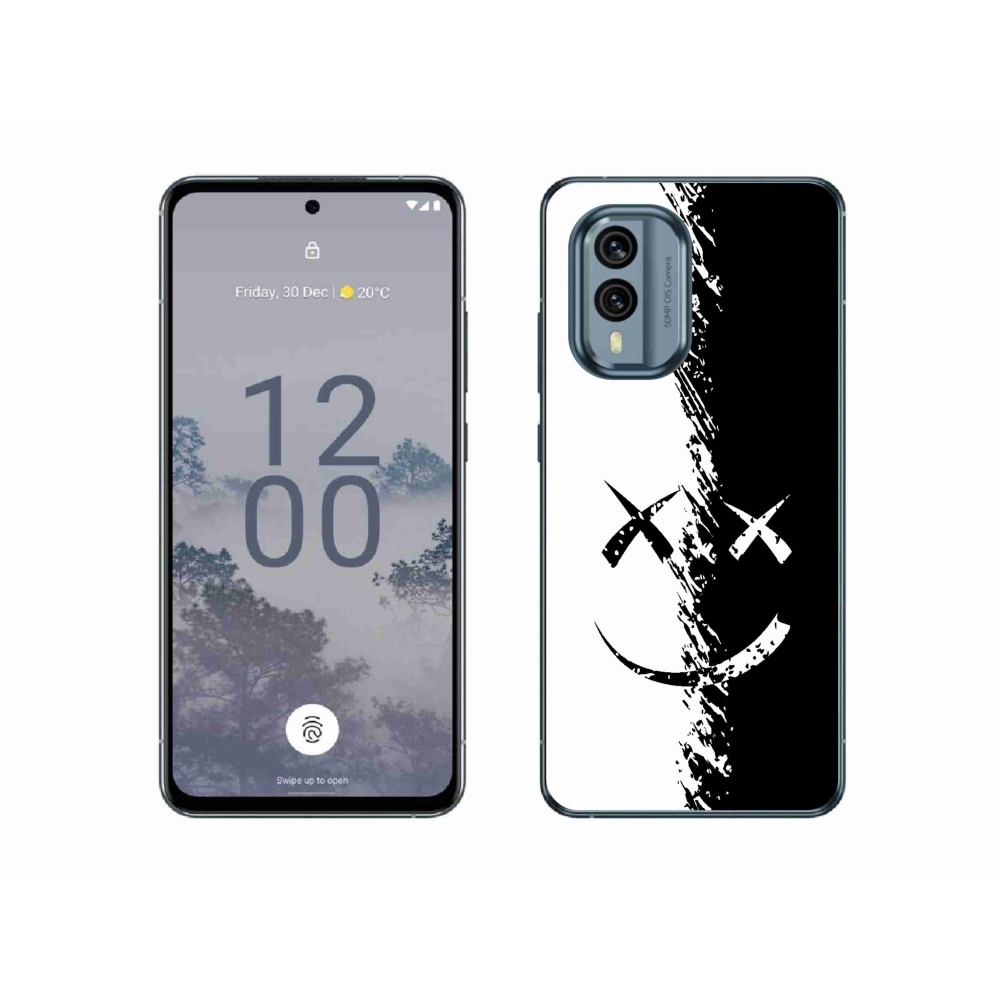 Zselés borítás mmCase a Nokia X30 5G készülékhez - fekete-fehér mosolygó