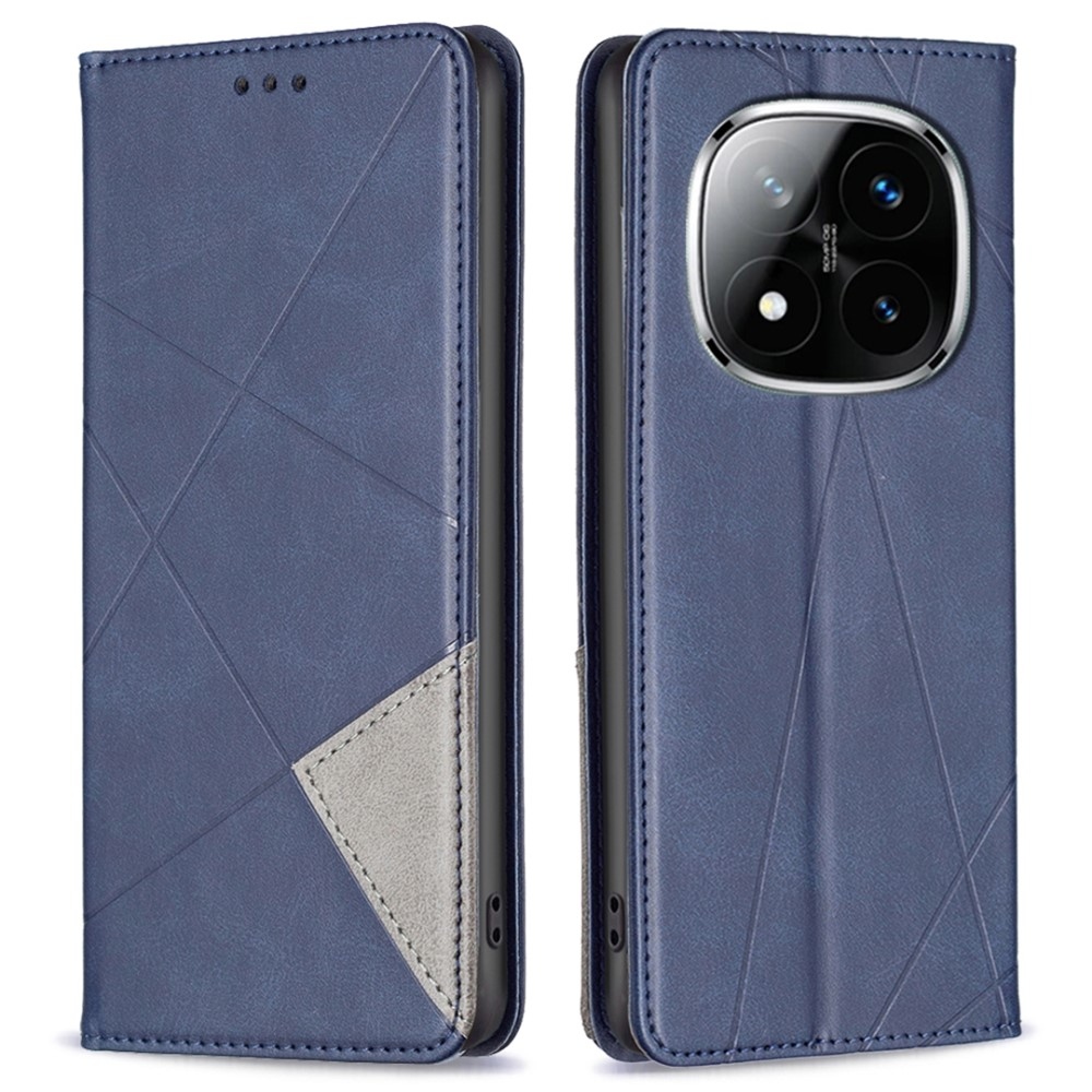Háromszög alakú könyv tok Xiaomi Redmi Note 14 Pro-hoz - kék