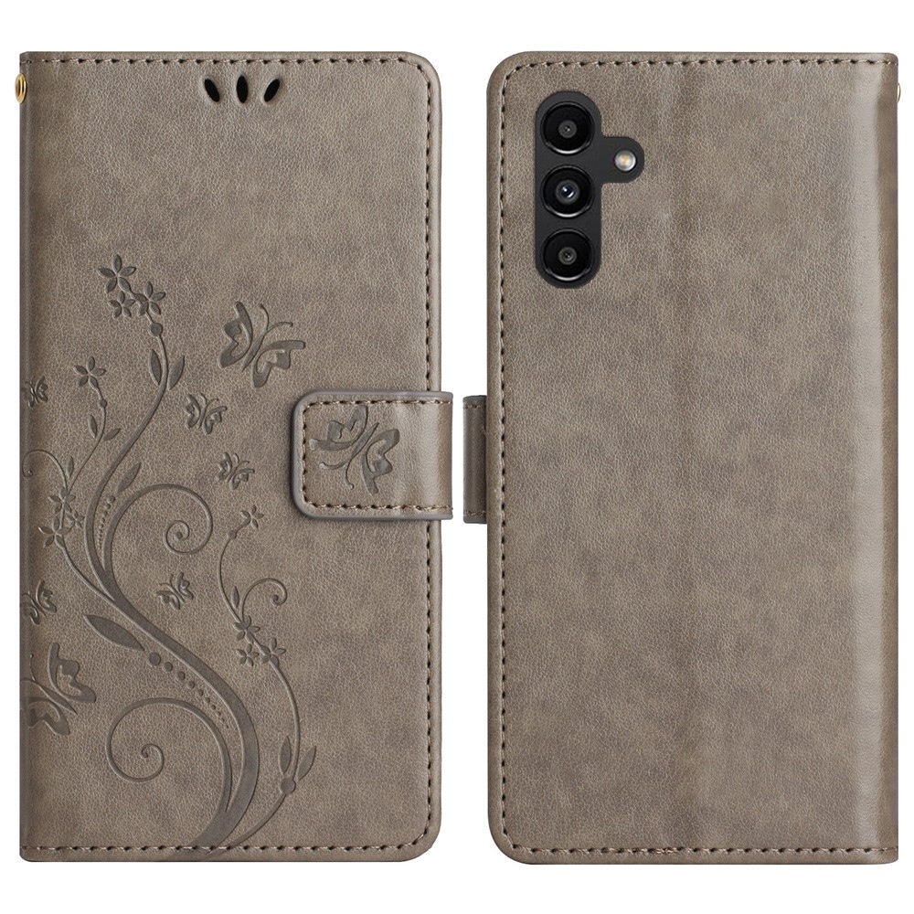 Virágok könyv tok Samsung Galaxy S25-hez - szürke