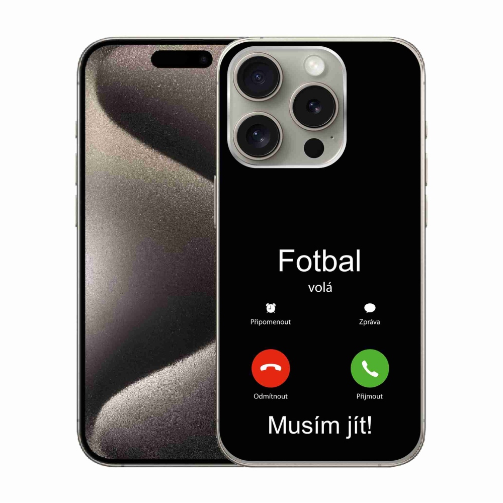 Zselés borítás mmCase iPhone 15 Pro készülékhez - futballhívások fekete háttérrel