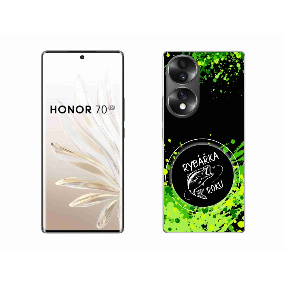 Zselés borító mmCase a Honor 70 számára - az év horgásza fekete háttérrel