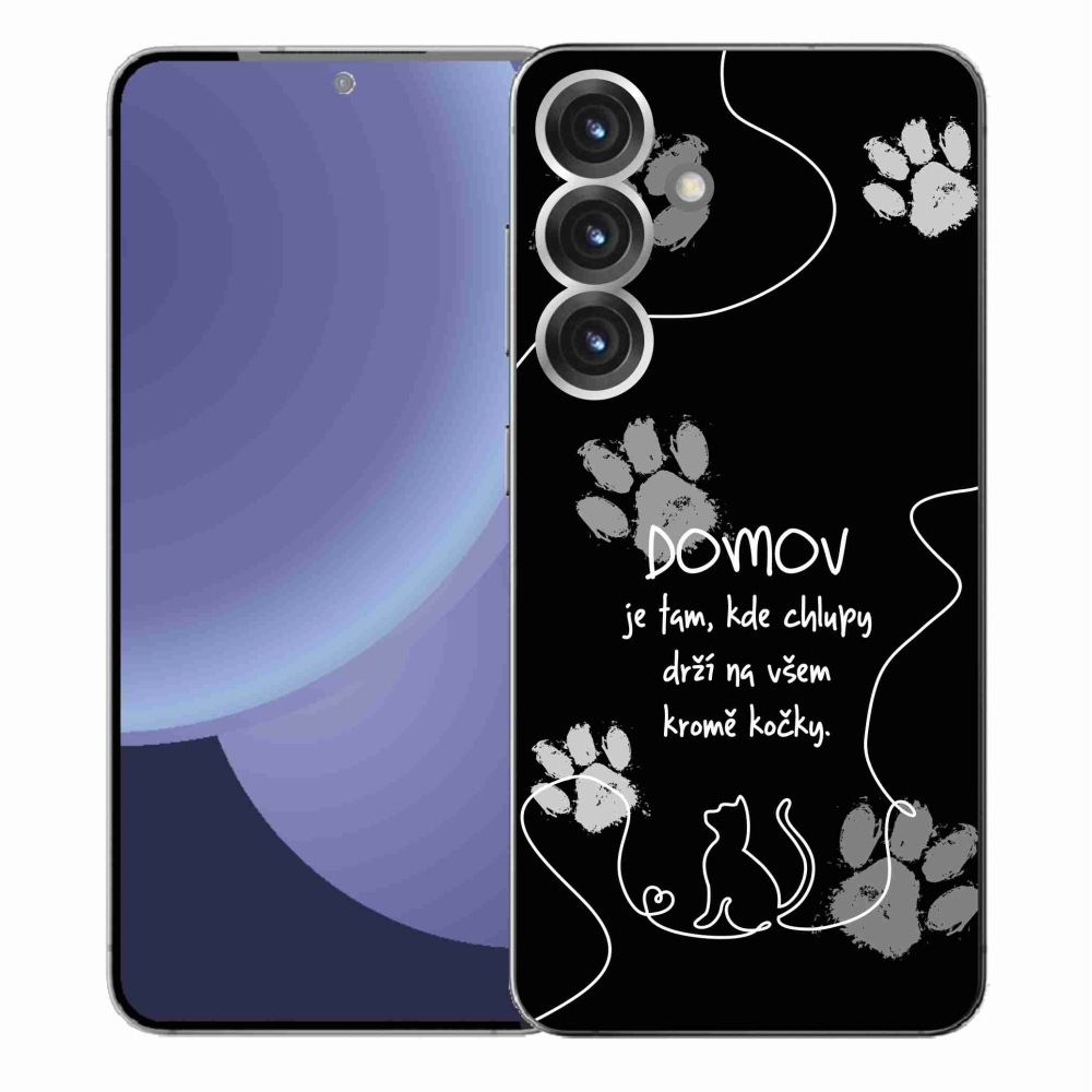 Gél borítás mmCase Samsung Galaxy S25+ - macska motívum fekete háttérrel