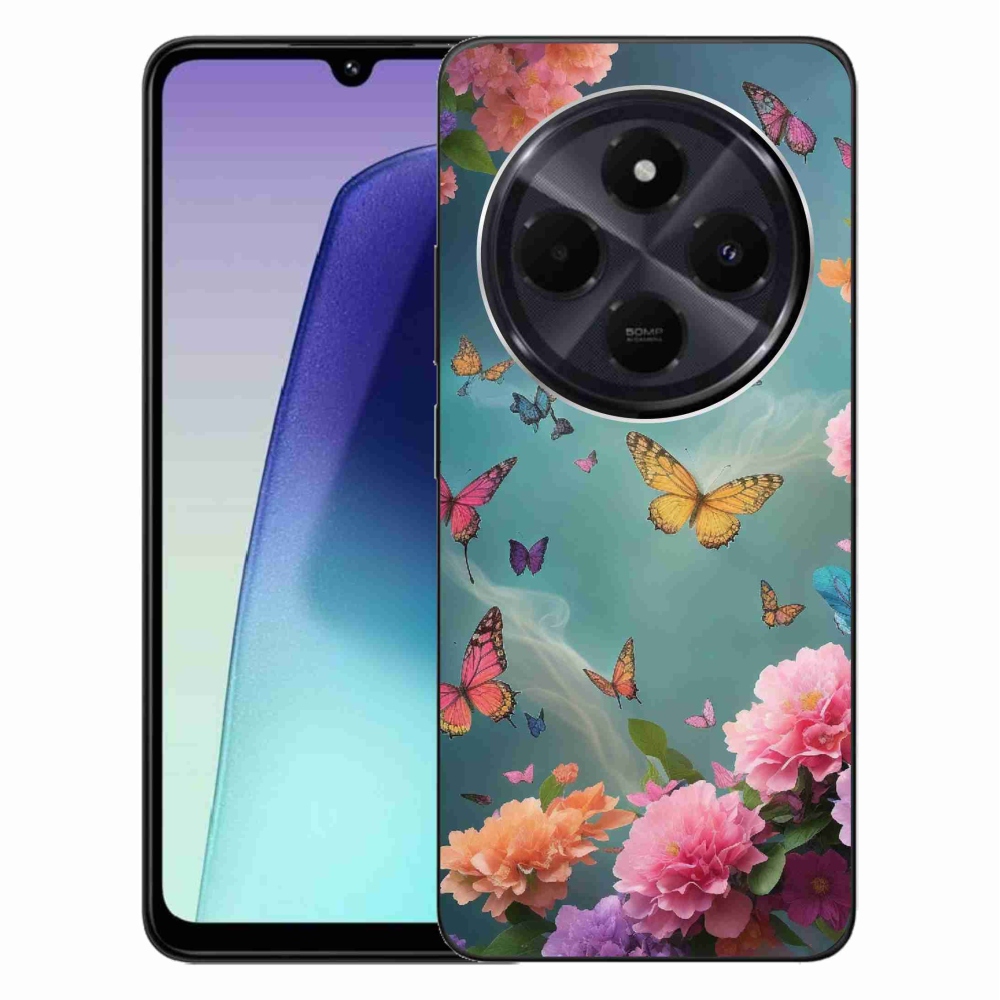 Gél borítás mmCase a Xiaomi Redmi 14C/Poco C75-hez - színes virágok és pillangók