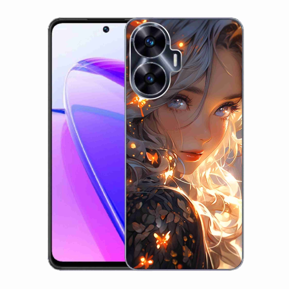 Gél borító mmCase a Realme C55 készülékhez - lány és pillangók